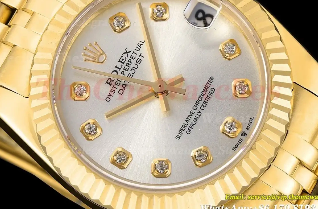28mm YG Datejust Dia Silver MY8215 GDF Jub YG 0427